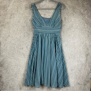 Banana Republic Dress Womens 4 Blue Stripe Cotton Sleeveless Flare Lined- 2910*